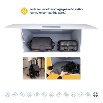 Carrinho de Bebê Safety 1st Spark Plus Black Graphite - Para passeios mais longos, leve como bagagem de mão